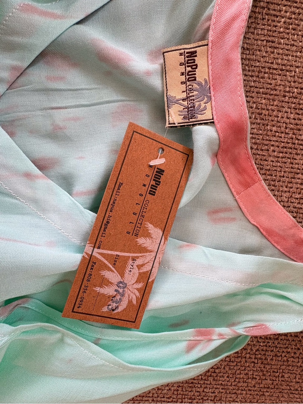 NaPua Collection Mint and Coral Tie-Dye V-Neck Top Cold shoulder dress top - Picture 5 of 7
